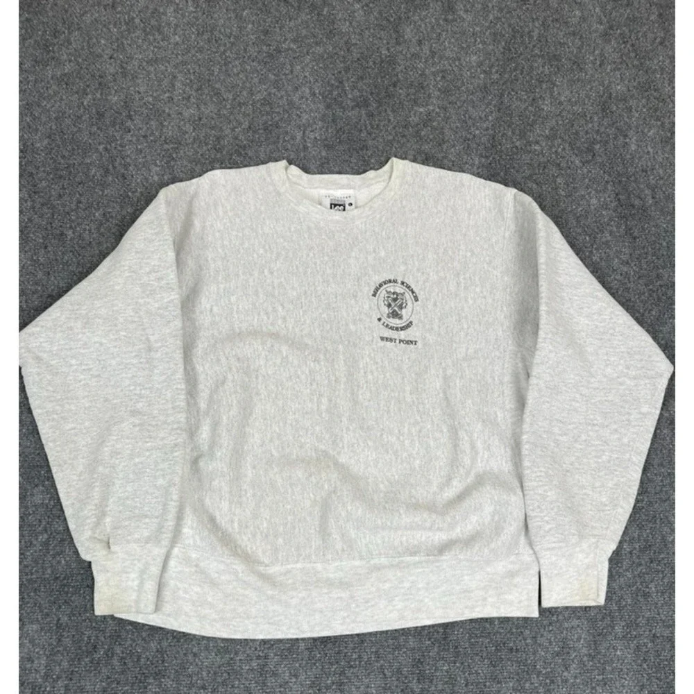 Vintage 90s Lee West Point Gray Crewneck Heavy‎ Pullover Sweatshirt Mens Size L